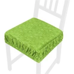 EMMEVI Coussin Pour Chaise En Coton Amovible Lavable Bande Élastique Housse De Chaise Rayé Couleur Unie - Vert