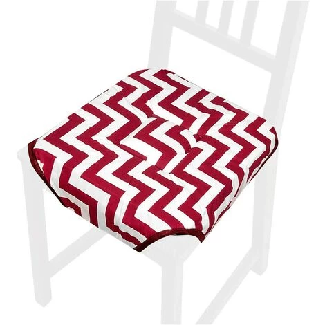 EMMEVI Coussin Pour Chaise Doux Universel Lavable Housses De Chaise Lacets De Fixation Zig Zag Rayé - Rouge 1 EMMEVI Coussin Pour Chaise Doux Universel Lavable Housses De Chaise Lacets De Fixation Zig Zag Rayé - Rouge