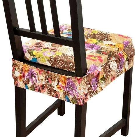 EMMEVI Coussin Pour Chaise En Coton Amovible Lavable Bande Élastique Housse De Chaise Papillons - Marron 2 EMMEVI Coussin Pour Chaise En Coton Amovible Lavable Bande Élastique Housse De Chaise Papillons - Marron – Image 2