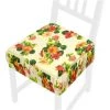 EMMEVI Coussin Pour Chaise En Coton Amovible Lavable Bande Élastique Housse De Chaise Fleuri