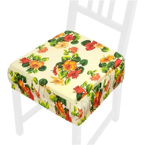 EMMEVI Coussin Pour Chaise En Coton Amovible Lavable Bande Élastique Housse De Chaise Fleuri 1 EMMEVI Coussin Pour Chaise En Coton Amovible Lavable Bande Élastique Housse De Chaise Fleuri