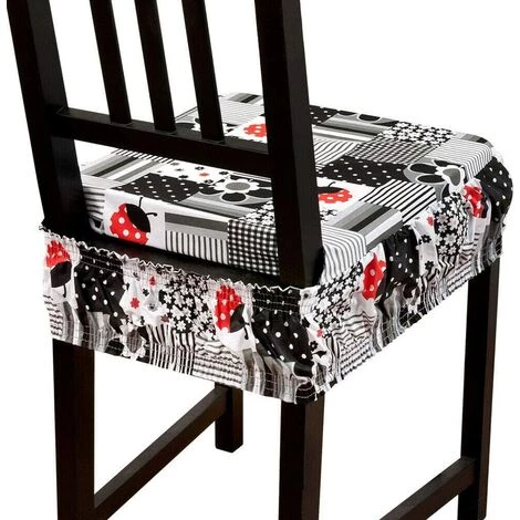 EMMEVI Coussin Pour Chaise En Coton Amovible Lavable Bande Élastique Housse De Chaise Coccinelles - Noir 2 EMMEVI Coussin Pour Chaise En Coton Amovible Lavable Bande Élastique Housse De Chaise Coccinelles - Noir – Image 2