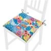 EMMEVI Coussin Pour Chaise Doux Universel Lacets De Fixation Lavable Housses De Chaise Papillons - Bleu