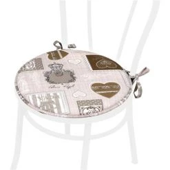 EMMEVI Coussin Pour Chaise Rond Doux Universel Lacets De Fixation Lavable Housses De Chaise Coeurs