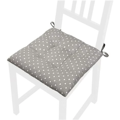 EMMEVI Coussin Pour Chaise Doux Universel Lacets De Fixation Lavable Housses De Chaise Pois Coeurs - Gris 1 EMMEVI Coussin Pour Chaise Doux Universel Lacets De Fixation Lavable Housses De Chaise Pois Coeurs - Gris