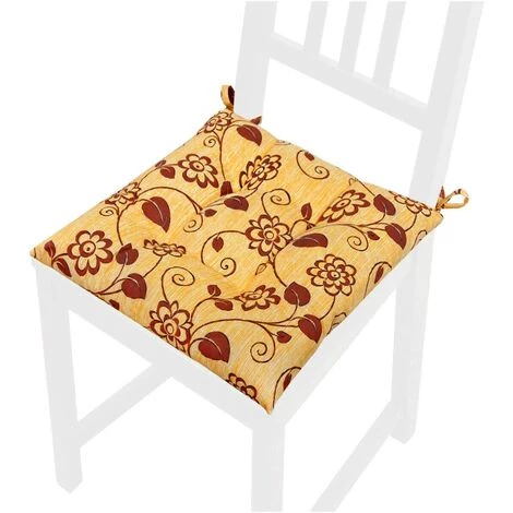 EMMEVI Coussin Pour Chaise Doux Universel Lacets De Fixation Lavable Housses De Chaise Fleurì - Jaune 1 EMMEVI Coussin Pour Chaise Doux Universel Lacets De Fixation Lavable Housses De Chaise Fleurì - Jaune