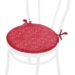 EMMEVI Coussin Pour Chaise Rond Doux Universel Lacets De Fixation Lavable Housses De Chaise Rayé Couleur Unie - Bordeaux