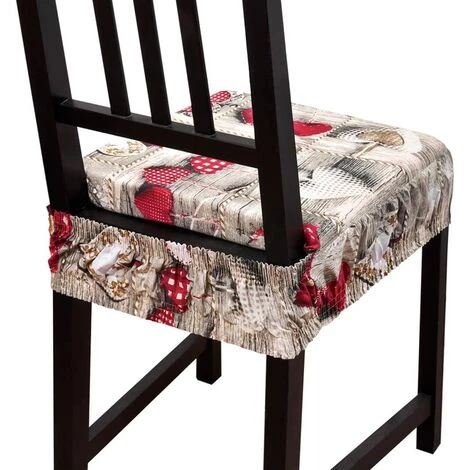 EMMEVI Coussin Pour Chaise En Coton Amovible Lavable Bande Élastique Housse De Chaise Shabby Chic Coeurs 2 EMMEVI Coussin Pour Chaise En Coton Amovible Lavable Bande Élastique Housse De Chaise Shabby Chic Coeurs – Image 2