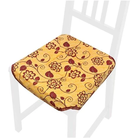 EMMEVI Coussin Pour Chaise Doux Universel Lavable Housses De Chaise Lacets De Fixation Fleurì - Jaune 1 EMMEVI Coussin Pour Chaise Doux Universel Lavable Housses De Chaise Lacets De Fixation Fleurì - Jaune