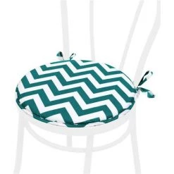 EMMEVI Coussin Pour Chaise Rond Doux Universel Lacets De Fixation Lavable Housses De Chaise Zig Zag Rayé - Vert