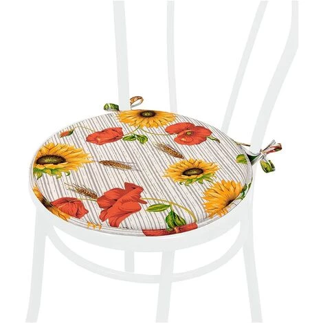 EMMEVI Coussin Pour Chaise Rond Doux Universel Lacets De Fixation Lavable Housses De Chaise Tournesols Et Coquelicots 1 EMMEVI Coussin Pour Chaise Rond Doux Universel Lacets De Fixation Lavable Housses De Chaise Tournesols Et Coquelicots