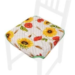 EMMEVI Coussin Pour Chaise Doux Universel Lavable Housses De Chaise Tournesols Et Coquelicots