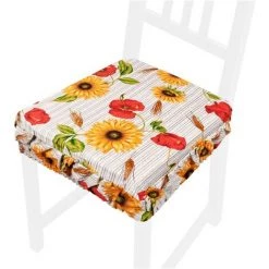 EMMEVI Coussin Pour Chaise Doux Universel Amovible Et Lavable Housses De Chaise Tournesols Et Coquelicots