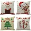 ZHUOXUAN Housses De Coussin De Noël 45x45cm Lot De 4 Pour Décorations De Noël Arbre De Noël Camion Rouge Hot Coco Coussins De Noël Vacances D'hiver Coussins Décor De Ferme De Noël Pour Canapé
