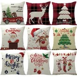 ZHUOXUAN Housses De Coussin De Noël 45x45cm Lot De 4 Pour Décorations De Noël Arbre De Noël Camion Rouge Hot Coco Coussins De Noël Vacances D'hiver Coussins Décor De Ferme De Noël Pour Canapé -France Coussin et housse de coussin Soldes Boutique 51450633 4