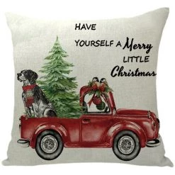 ZHUOXUAN Housses De Coussin De Noël 45x45cm Lot De 4 Pour Décorations De Noël Arbre De Noël Camion Rouge Hot Coco Coussins De Noël Vacances D'hiver Coussins Décor De Ferme De Noël Pour Canapé -France Coussin et housse de coussin Soldes Boutique 51450633 5