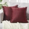 LITZEE 2pcs Housses De Coussin 45x45cm En Velours Doux Avec Boulettes Coussin Décoration Canapé Moderne Pour Salon Chambre - Housse Coussin Rouge