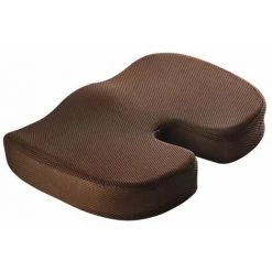 LITZEE Coussin De Siège, Coussin De Siège Orthopédique Haut De Gamme Pour Le Bureau Et La Voiture Inclus, Coussin De Chaise En Filet Respirant Pour Le Coccyx, Noir , Soulagement De La Pression Ergonomique, Café