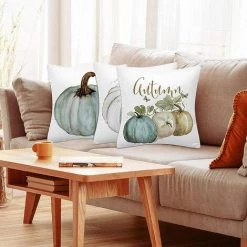 LITZEE 4pcs Housse De Coussin, Décoratif Taie D'oreiller,Housse De Coussin Pour Décorative Maison Canapé,Housse De Coussin (45cm X 45 Cm) Housse De Coussin Automne (pas De Noyau D'oreiller) -France Coussin et housse de coussin Soldes Boutique 51554335 3