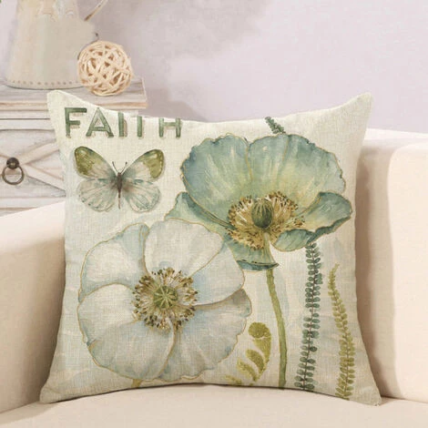 LITZEE Housse De Coussin Lot De 4 Taie D'oreiller En Lin Fleur Bleue Et Blanche Libellule Papillon Décoration Taie D'oreiller 45x45cm Canapé Chambre Lit Ferme Jardin Décoration Housse De Coussin (pas De Noyau D'oreiller) 2 LITZEE Housse De Coussin Lot De 4 Taie D'oreiller En Lin Fleur Bleue Et Blanche Libellule Papillon Décoration Taie D'oreiller 45x45cm Canapé Chambre Lit Ferme Jardin Décoration Housse De Coussin (pas De Noyau D'oreiller) – Image 2