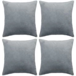 YOUTHUP Housse De Coussin 4 Pcs Velours 50 X 50 Cm Gris - Gris
