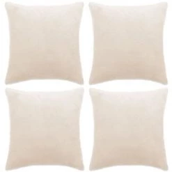 YOUTHUP Housse De Coussin 4 Pcs Velours 50 X 50 Cm Blanc Cassé - Blanc