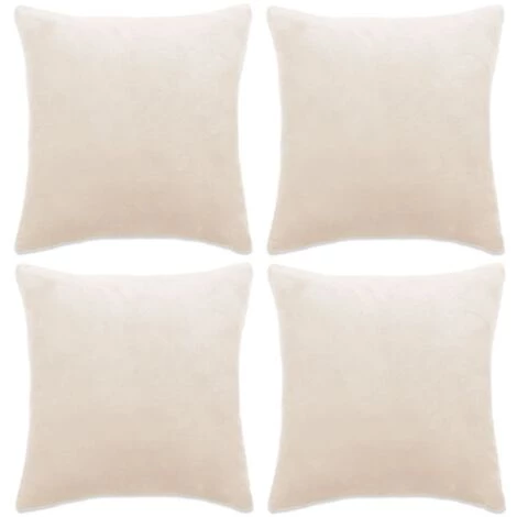 YOUTHUP Housse De Coussin 4 Pcs Velours 50 X 50 Cm Blanc Cassé - Blanc 1 YOUTHUP Housse De Coussin 4 Pcs Velours 50 X 50 Cm Blanc Cassé - Blanc