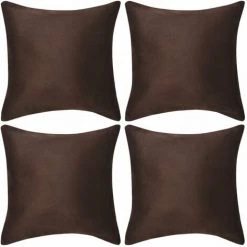 YOUTHUP Housse De Coussin 4 Pcs 50x50 Cm Polyester Faux Daim Marron - Brun