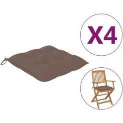 YOUTHUP Coussins De Chaise 4 Pcs Taupe 40x40x7 Cm Tissu - Taupe