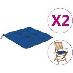 YOUTHUP Coussins De Chaise 2 Pcs Bleu 40x40x7 Cm Tissu - Bleu