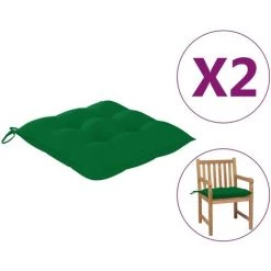 YOUTHUP Coussins De Chaise 2 Pcs Vert 50x50x7 Cm Tissu - Vert
