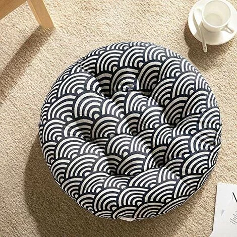 QERSTA Galette De Chaise Ronde, 100% Coton Et Lin - Confortables - Coussins épais Et Respirants 40 * 40 * 6cm 2 QERSTA Galette De Chaise Ronde, 100% Coton Et Lin - Confortables - Coussins épais Et Respirants 40 * 40 * 6cm – Image 2