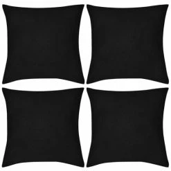 Topdeal Housses De Coussin 4 Pcs Coton Noir 50x50 Cm