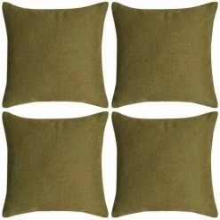 Topdeal Housses De Coussin 4 Pcs Aspect De Lin Vert 80x80 Cm