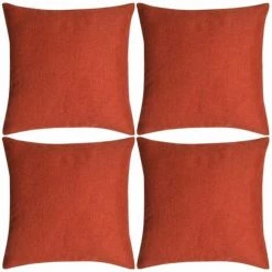 Topdeal Housses De Coussin 4 Pcs Aspect De Lin Terre-cuite 80x80 Cm
