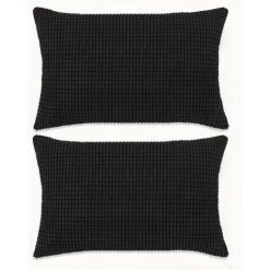 Topdeal Jeu De Coussin 2 Pcs Velours 40 X 60 Cm Noir