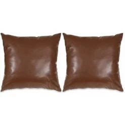 Topdeal Jeu De Coussin 2 Pcs PU 45 X 45 Cm Marron