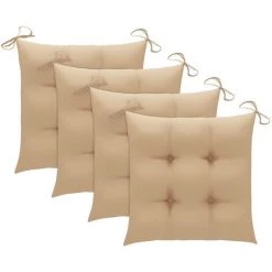 Topdeal Coussins De Chaise 4 Pcs Beige 40x40x7 Cm Tissu FF314870_FR