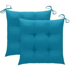 Topdeal Coussins De Chaise 2 Pcs Bleu 50x50x7 Cm Tissu FF314926_FR