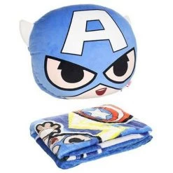 Coussin Et Couverture Miniso Marvel Captain America Bleu - Bleu