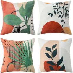 GUAZHUNIFR Lot De 4 Taie D'oreiller Décorative Housses De Coussin 45 X 45cm Guazhuni