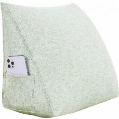 VERCART Coussin De Lecture, Oreiller Traversin Soutien Dorsal, Triangulaire Coussin à Coins, Gros Coussin Canapé, Coussin Tête De Lit Dossier, Oreiller De Repos Cale Dos En Lin Ivoire 45CM