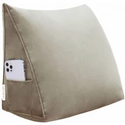 VERCART Coussin De Lecture Compensé, Triangulaire Coussin à Coins, Gros Coussin Canapé, Traversin Tête De Lit Support Arrière, Oreiller Cervical Dossier De Soutien Lombaire, Velours Brun Clair 45cm - Marron