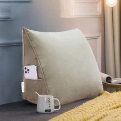 VERCART Coussin De Lecture Compensé, Triangulaire Coussin à Coins, Gros Coussin Canapé, Traversin Tête De Lit Support Arrière, Oreiller Cervical Dossier De Soutien Lombaire, Velours Brun Clair 45cm - Marron -France Coussin et housse de coussin Soldes Boutique 52556766 3