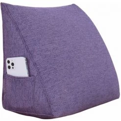 VERCART Coussin De Lecture, Oreiller Traversin Soutien Dorsal, Triangulaire Coussin à Coins, Gros Coussin Canapé, Coussin Tête De Lit Dossier, Oreiller De Repos Cale Dos En Lin Violet 45cm