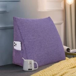 VERCART Coussin De Lecture, Oreiller Traversin Soutien Dorsal, Triangulaire Coussin à Coins, Gros Coussin Canapé, Coussin Tête De Lit Dossier, Oreiller De Repos Cale Dos En Lin Violet 45cm -France Coussin et housse de coussin Soldes Boutique 52556778 3