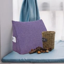 VERCART Coussin De Lecture, Oreiller Traversin Soutien Dorsal, Triangulaire Coussin à Coins, Gros Coussin Canapé, Coussin Tête De Lit Dossier, Oreiller De Repos Cale Dos En Lin Violet 45cm -France Coussin et housse de coussin Soldes Boutique 52556778 5
