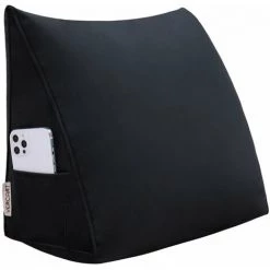 VERCART Coussin De Lecture Compensé, Triangulaire Coussin à Coins, Gros Coussin Canapé, Traversin Tête De Lit Support Arrière, Oreiller Cervical Dossier De Soutien Lombaire, Velours Noir 45cm - Noir