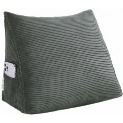 VERCART Coussin De Lecture Compensé, Triangulaire Coussin à Coins, Gros Coussin Canapé, Traversin Tête De Lit Support Arrière, Oreiller Cervical Dossier De Soutien Lombaire, Velours Côtelé, Gris 45cm - Gris -France Coussin et housse de coussin Soldes Boutique 52556796 3