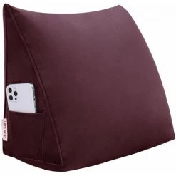 VERCART Coussin De Lecture Compensé, Triangulaire Coussin à Coins, Gros Coussin Canapé, Traversin Tête De Lit Support Arrière, Oreiller Cervical Dossier De Soutien Lombaire, Velours Vin Rouge 45cm - Rouge
